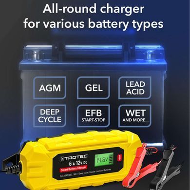 Зарядний пристрій для автомобільного акумулятора Trotec PBCS 6A, 12V, 4-150Ah (4675000010)