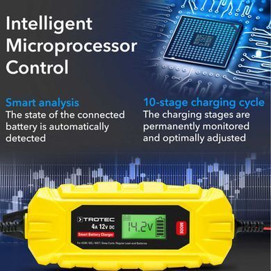 Зарядний пристрій для автомобільного акумулятора Trotec PBCS 4A, 12V, 4-120Ah (4675000005)