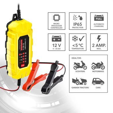 Зарядний пристрій для автомобільного акумулятора Trotec PBCS 2A, 12V, 4-60Ah (4675000001)