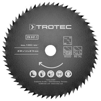 Набір пиляльних дисків Trotec 1 HSS 89х10х1,4 HS60/HS80 Metal (2 шт) (6215001301)