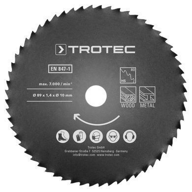 Набір пиляльних дисків Trotec 1 HSS 89х10х1,4 HS60/HS80 Metal (2 шт) (6215001301)