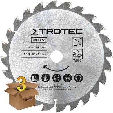 Диск пиляльний Trotec 150х16х2,1 HW24 Wood (3 шт) (6215001320)