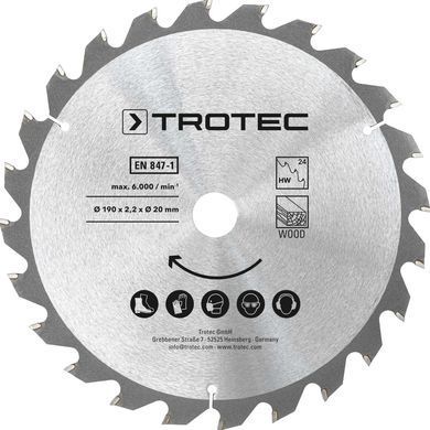 Диск пильный Trotec 190х20х2,2 HW24 Wood (3 шт) (6215001330)