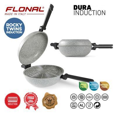 Сковорода подвійна Flonal Dura Induction Rocky Twins 28 см з решіткою (RKIWP2830) Discounted