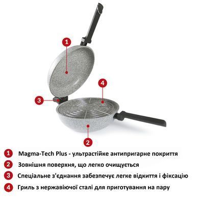 Сковорода подвійна Flonal Dura Induction Rocky Twins 28 см з решіткою (RKIWP2830) Discounted