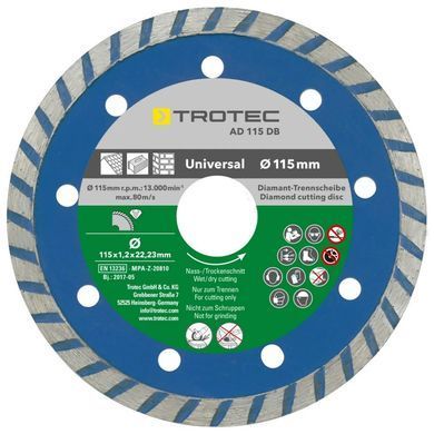 Набір відрізних алмазних дисків Trotec 110/115х22.23х1.2 (4 шт) (6225001121)