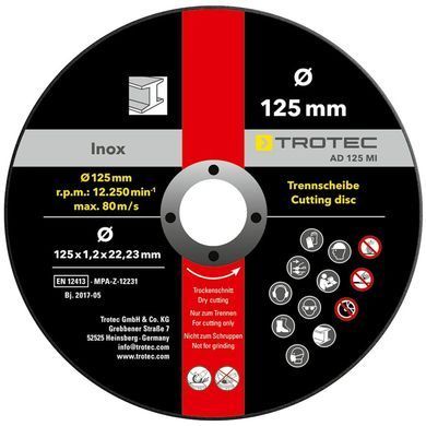 Круг отрезной по металлу Trotec 125х22.23х1.2 (12 шт) (6225001111)