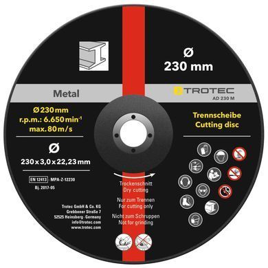 Круг отрезной по металлу Trotec 230х22.23х3.2 (5 шт) (6225001211)