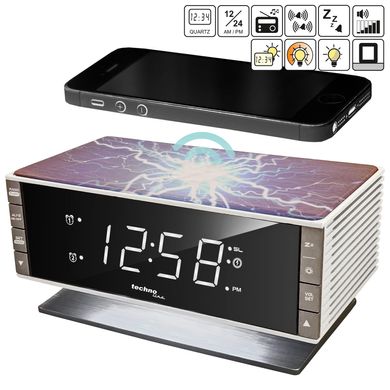 купити Годинники настільні Technoline Годинник настільний з радіо Technoline WT487 Wireless Mobile Charging White/Brown (WT487)
