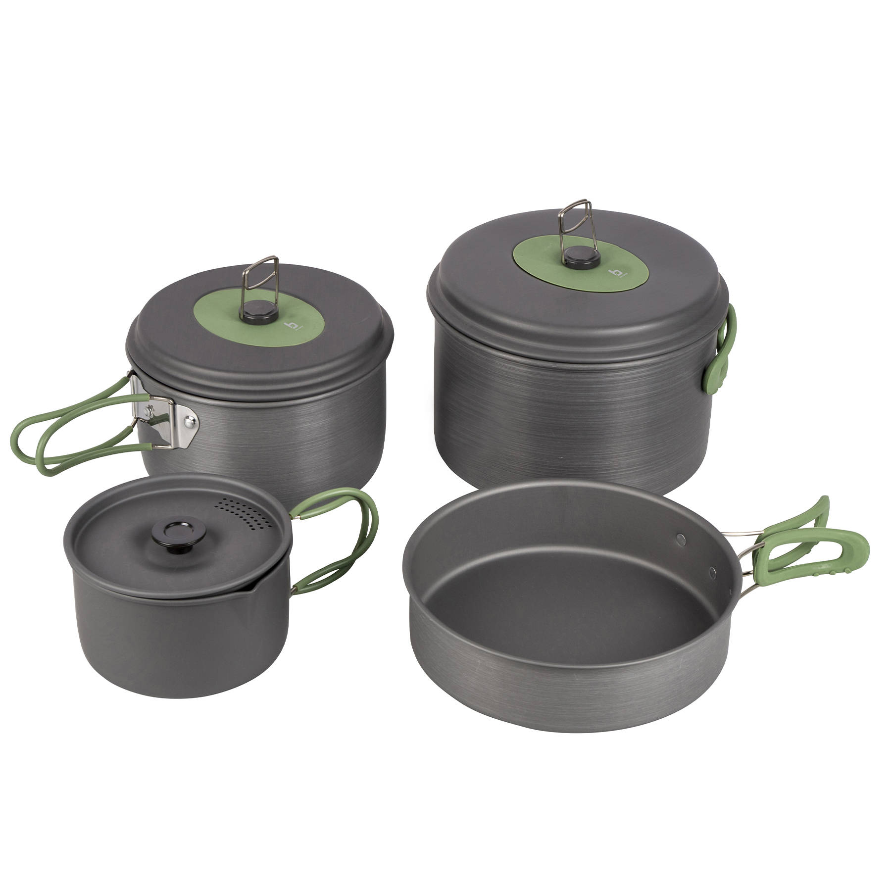 Bo-Camp Набір посуду Bo-Camp Explorer 4 Pieces Hard Anodized Grey/Green (2200244)