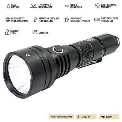 Ліхтар тактичний Mactronic Black Eye X31 (3100 Lm) Programmable Rechargeable Type-C (THH0081)