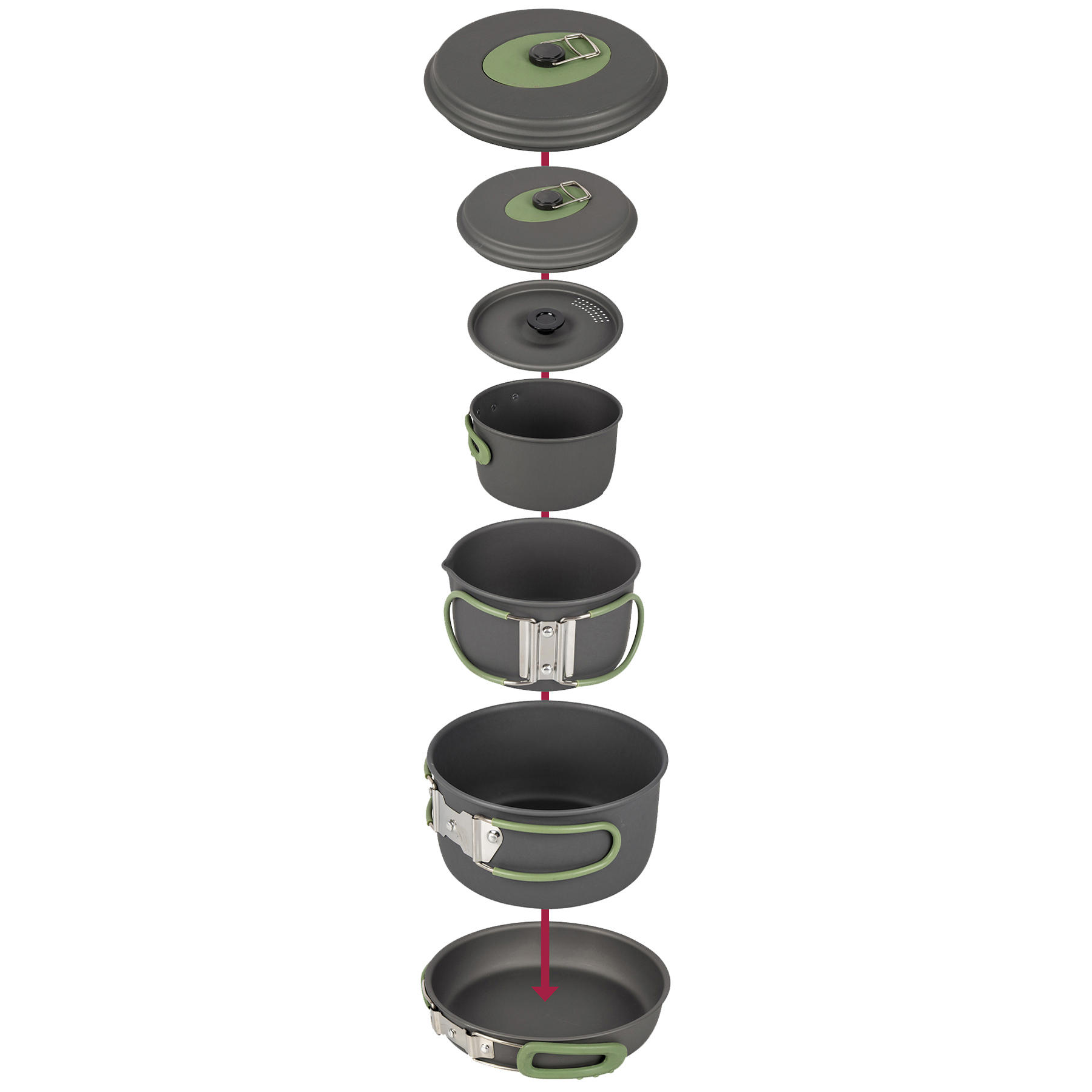 Набір посуду Bo-Camp Explorer 4 Pieces 19 Hard Anodized Grey/Green (2200241) — фото 2