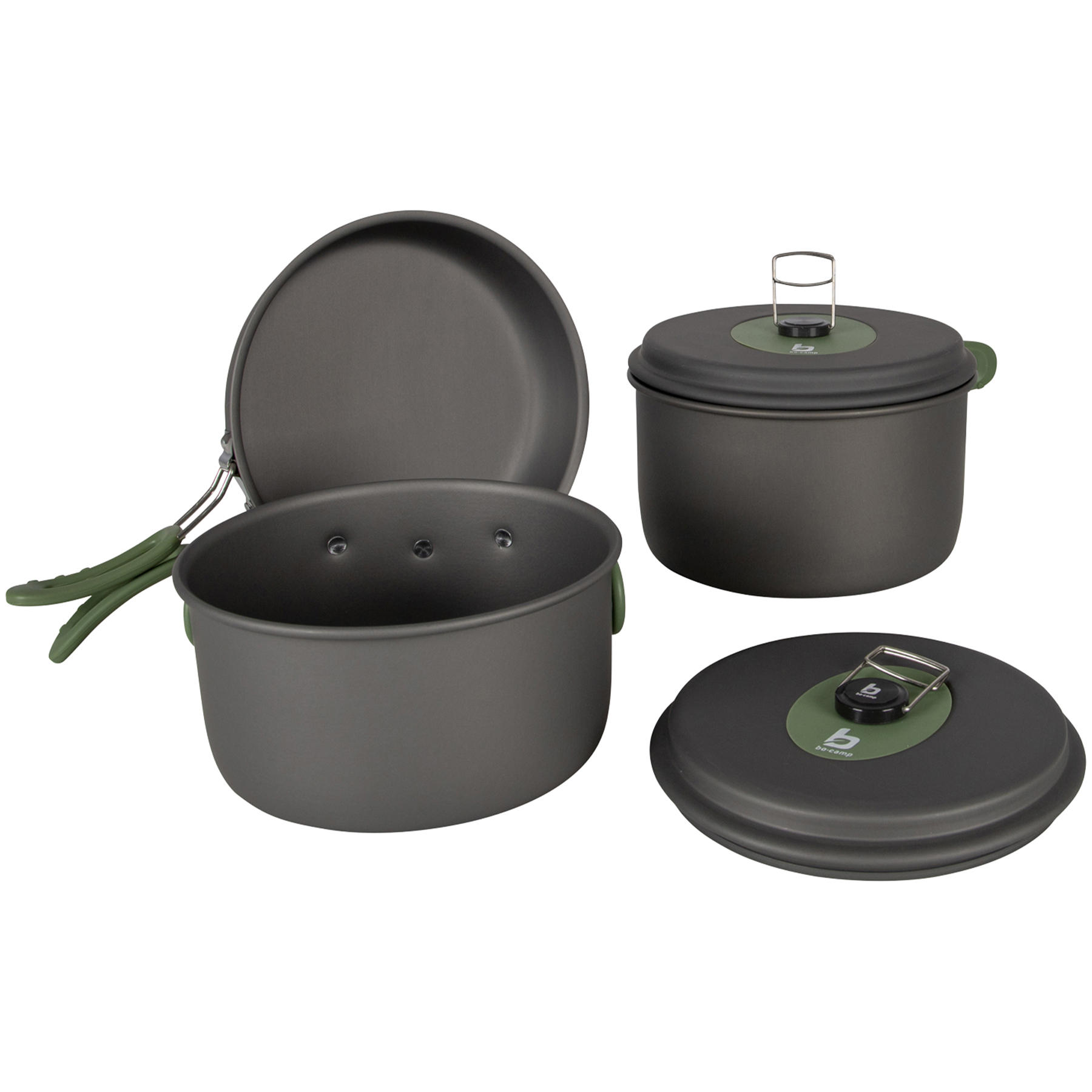 Bo-Camp Набір посуду Bo-Camp Explorer 3 Pieces Hard Anodized Grey/Green (2200239)