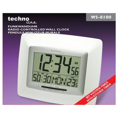 купить Часы настенные Technoline Часы настенные Technoline WS8100 White/Silver (WS8100)