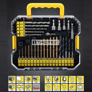 Набір біт і свердел Trotec 49 pieces Hexagon Shank Drill and Bit Set (6200001160)