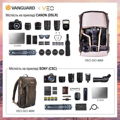 купить Рюкзаки для фототехники Vanguard Рюкзак Vanguard VEO GO 46M Khaki-Green (VEO GO 46M KG)