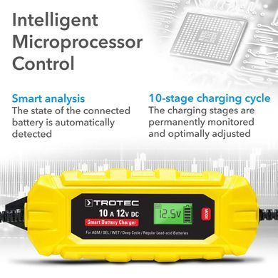 Зарядний пристрій для автомобільного акумулятора Trotec PBCS 10A, 12V, 4-200Ah (4675000015)